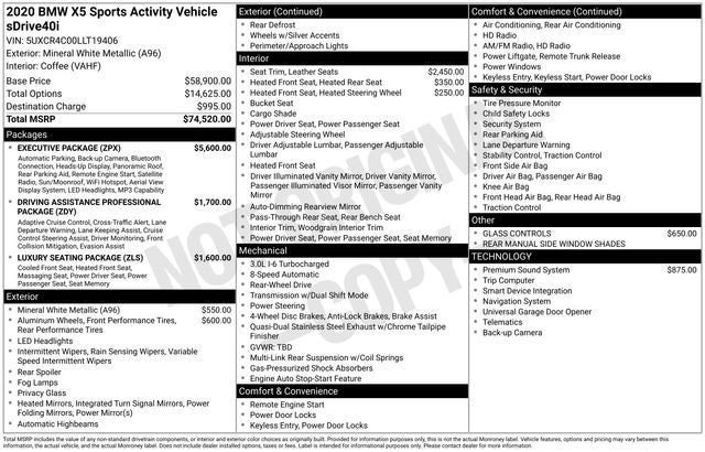 2020 BMW X5 sDrive40i