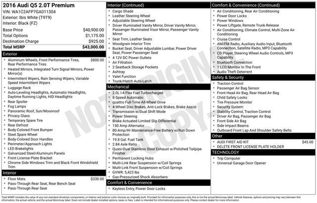2016 Audi Q5 2.0T Premium quattro
