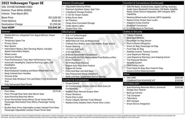 2022 Volkswagen Tiguan 2.0T SE