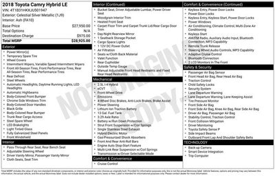 2018 Toyota Camry Hybrid LE